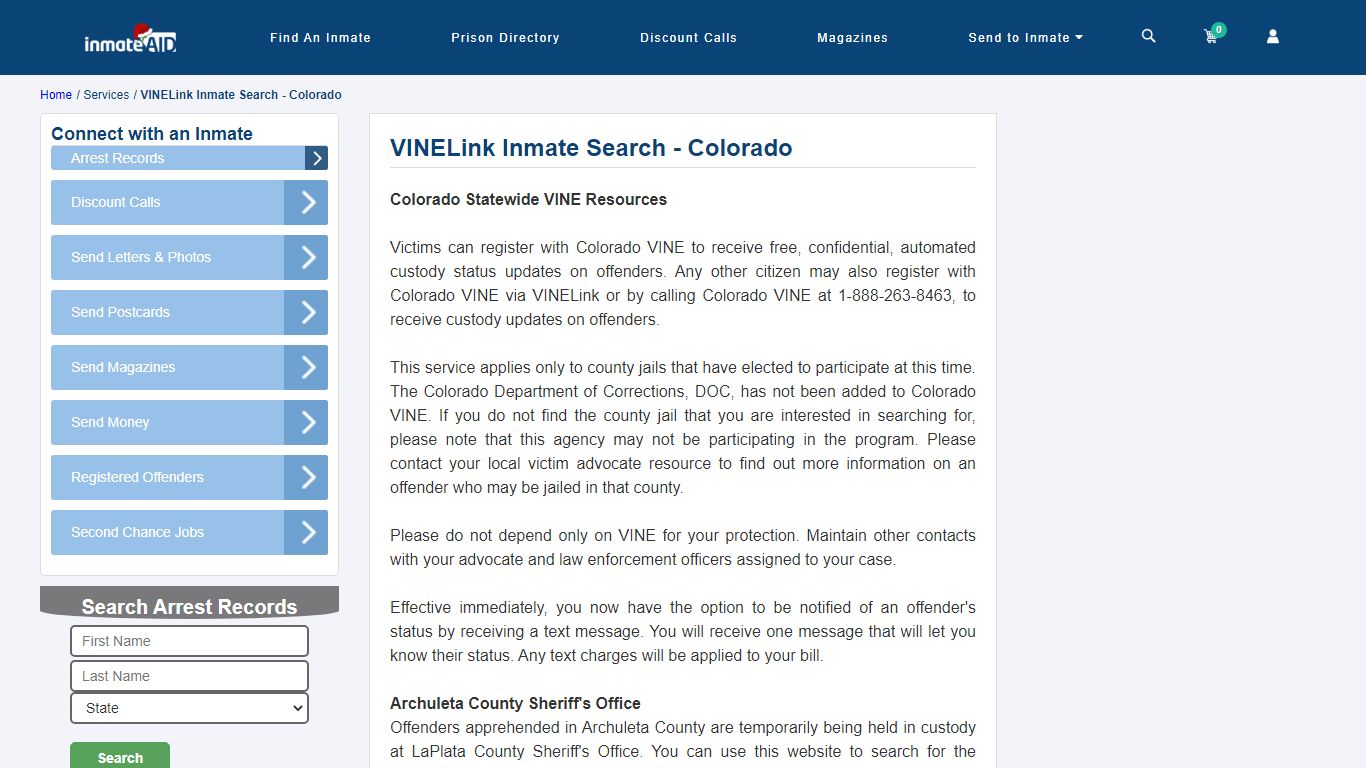 VINELink Inmate Search - Colorado
